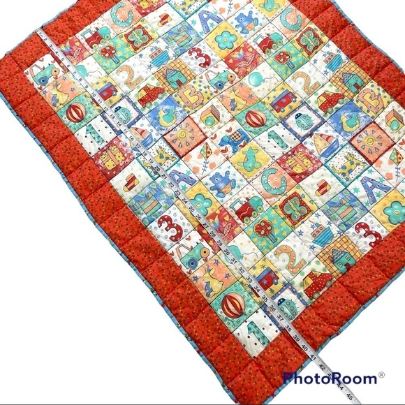 VTG handmade ABC 123 block baby quilt - Picture 8 of 10